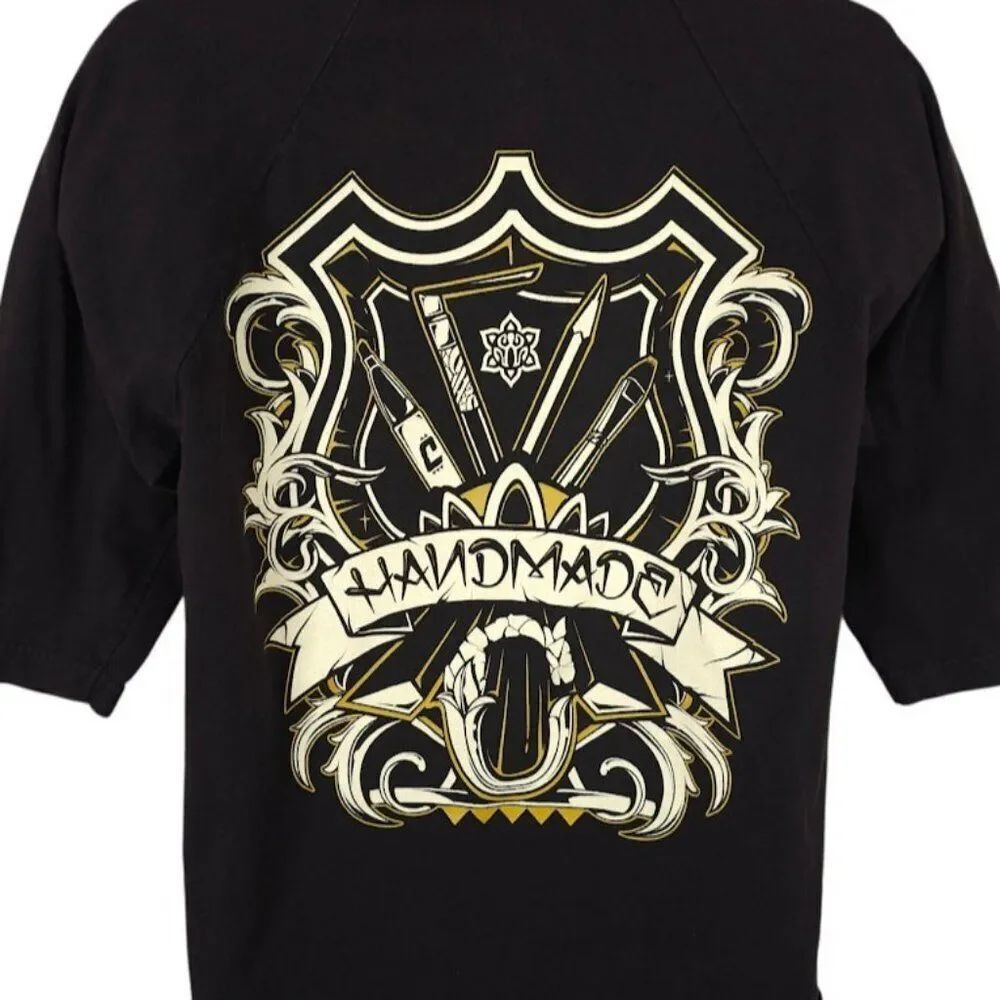 Cukui Handmade T Shirt Mens Size Large Black Raglan Art Tee Artist Tools